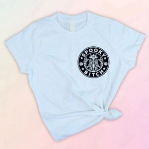 “Spooky B*tch”, Ladies White Fitted Tee, Sizes S-3X